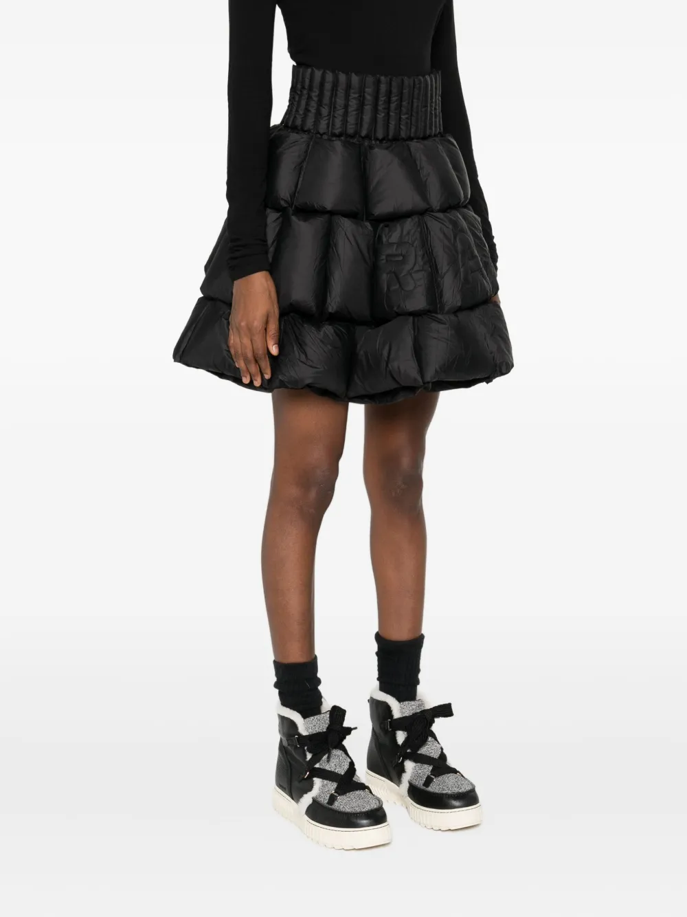 Raxxy Quilted Padded Mini Skirt In Black