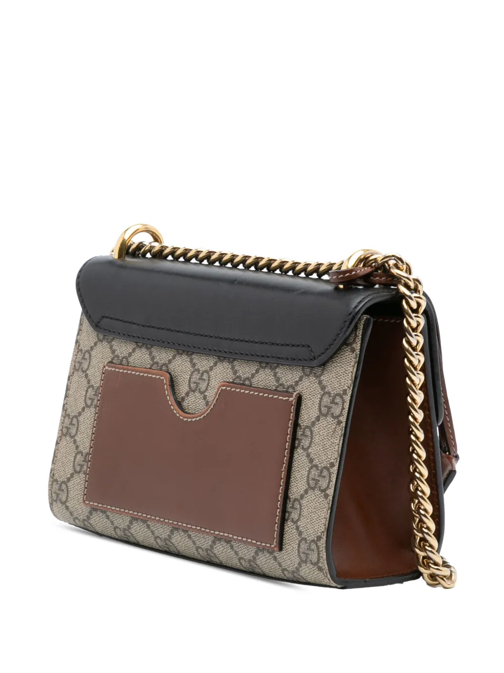 Pre-owned Gucci 2016-2025 Small Gg Supreme Padlock Crossbody Bag In Brown