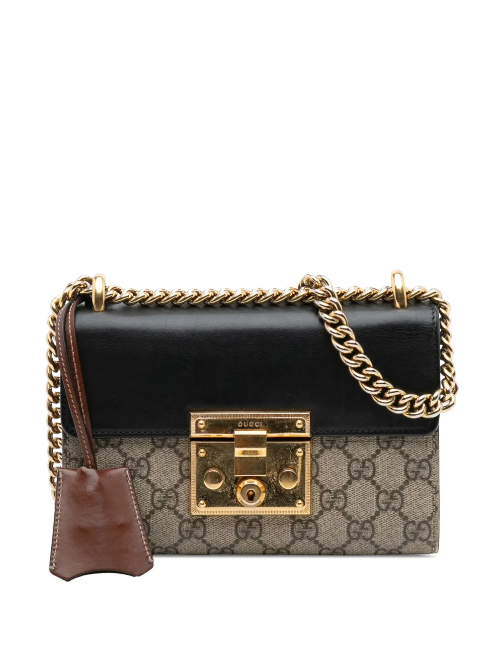Gucci Pre-Owned 2016-2025 スモール GGスプリーム ビー パドロック ショルダーバッグ - ブラウン Gucci Pre-Owned 2016-2025 スモール GGスプリーム ビー パドロック ショルダーバッグ - ブラウン