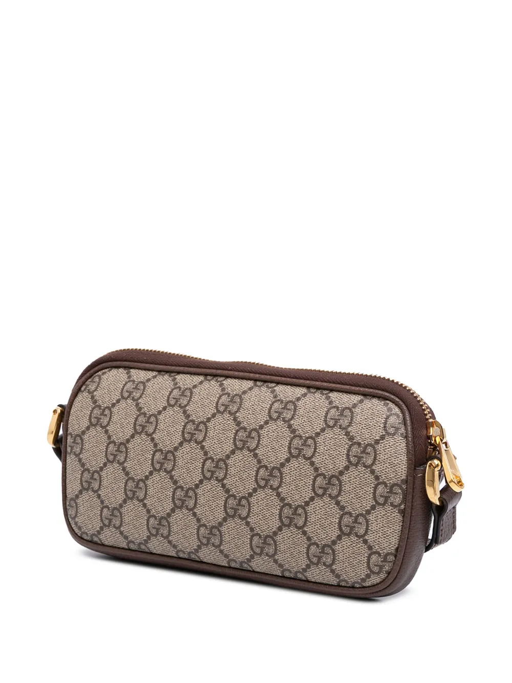 Pre-owned Gucci 2016-2025 Mini Gg Supreme Web Ophidia Crossbody Bag In Brown