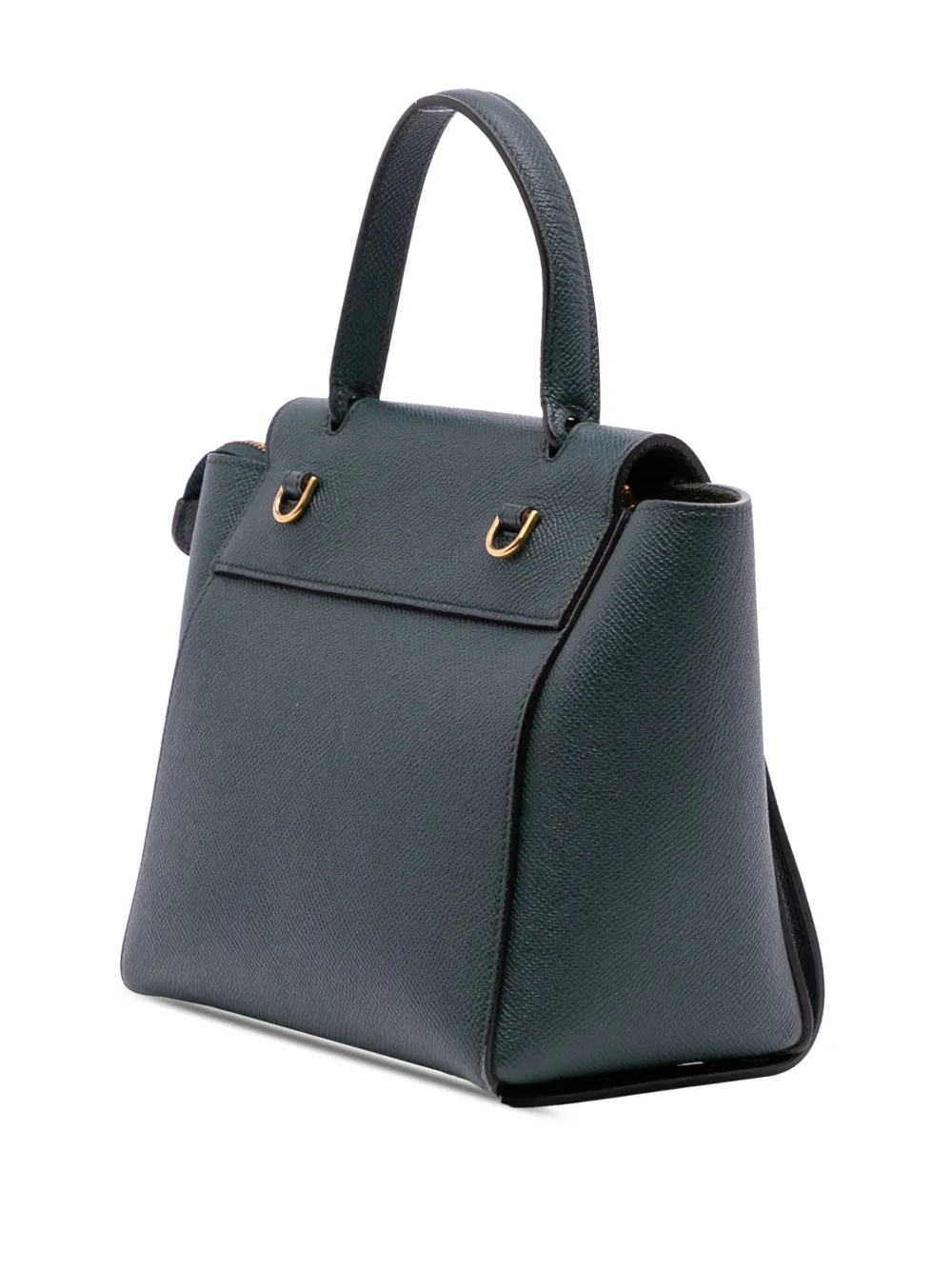 Pre-owned Celine 2018-2025 Nano Grained Calfskin Belt Bag Satchel In Green