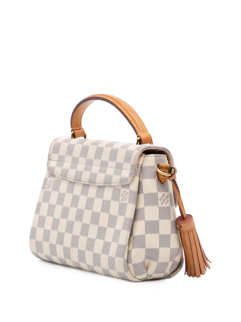 Pre-owned Louis Vuitton 2018 Damier Azur Croisette Satchel In White