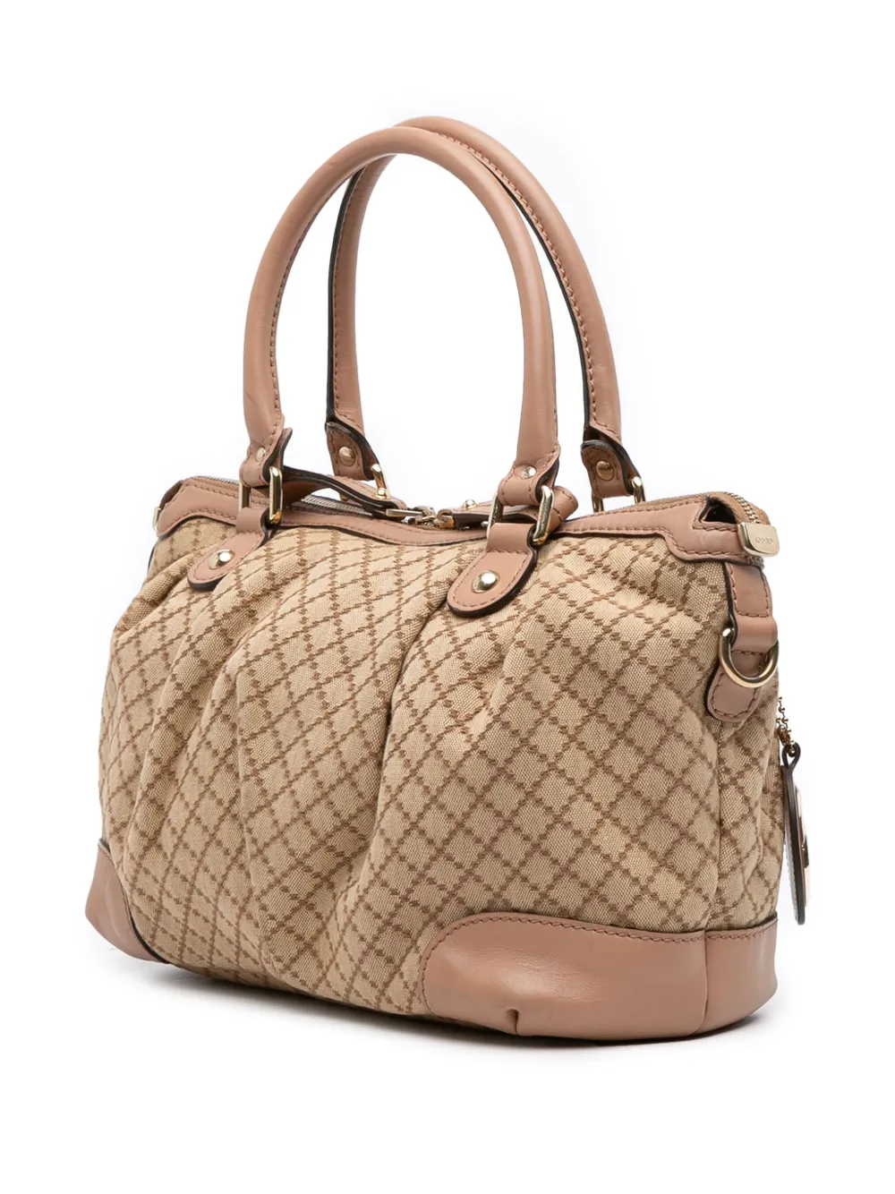 Pre-owned Gucci 2016-2025 Diamante Canvas Sukey Satchel In Brown