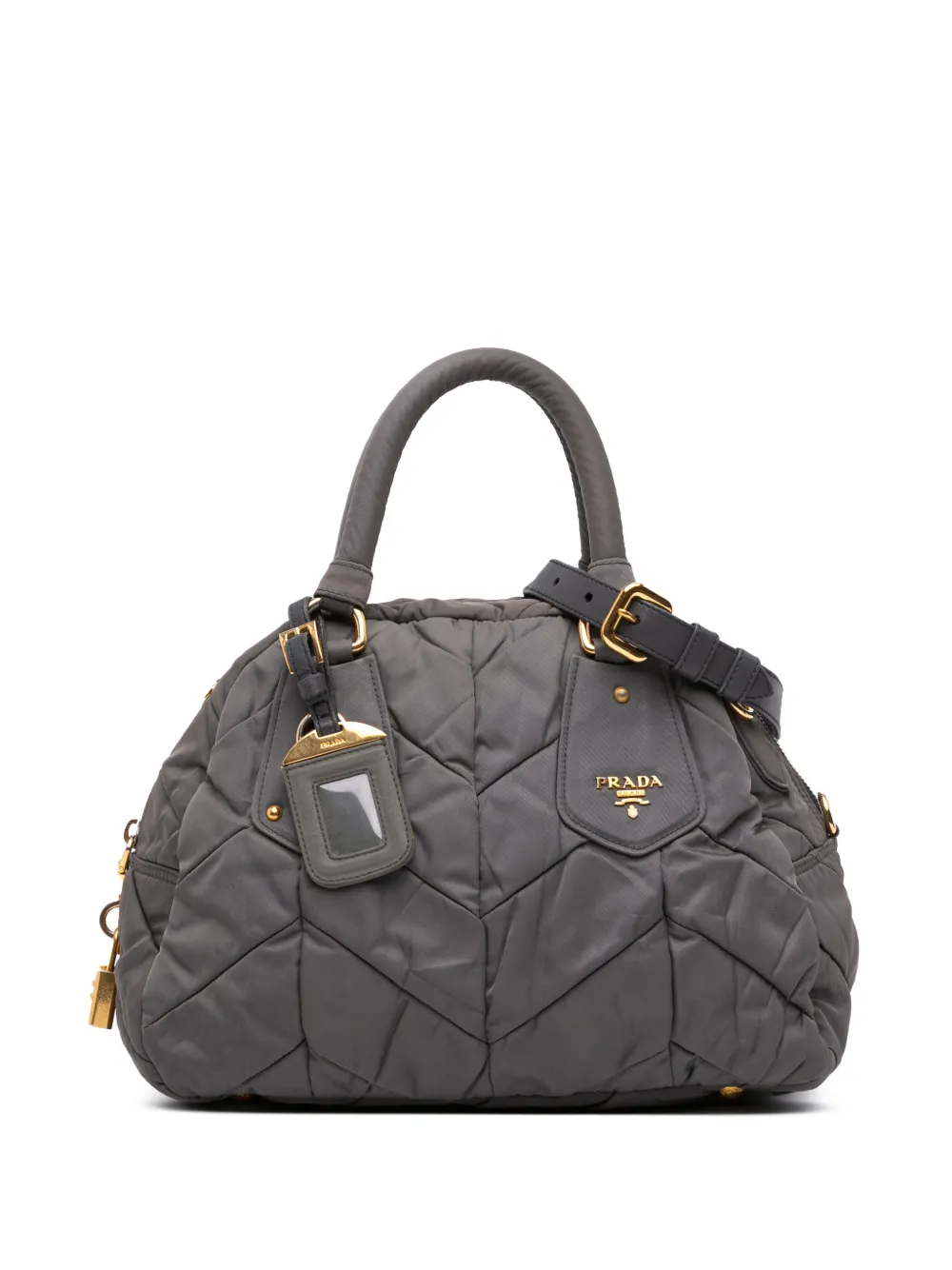 Prada Pre-Owned 2000-2025 Chevron Quilted Tessuto Dome satchel | Grey | Image 1