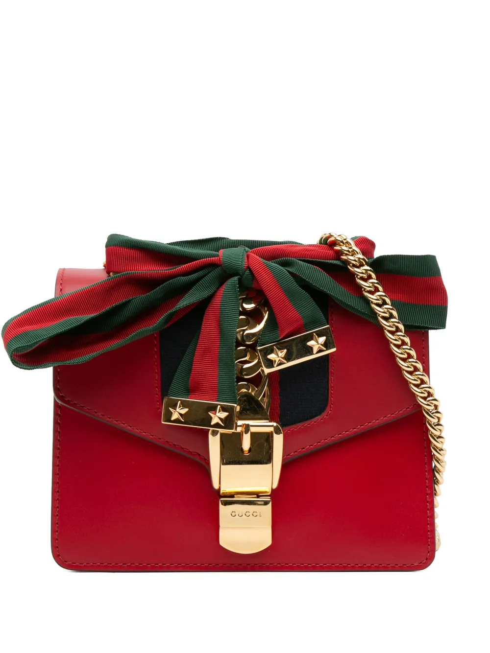 Gucci Pre-Owned 2016-2025 ミニ レザー シルヴィ チェーン ショルダーバッグ - レッド Gucci Pre-Owned 2016-2025 ミニ レザー シルヴィ チェーン ショルダーバッグ - レッド