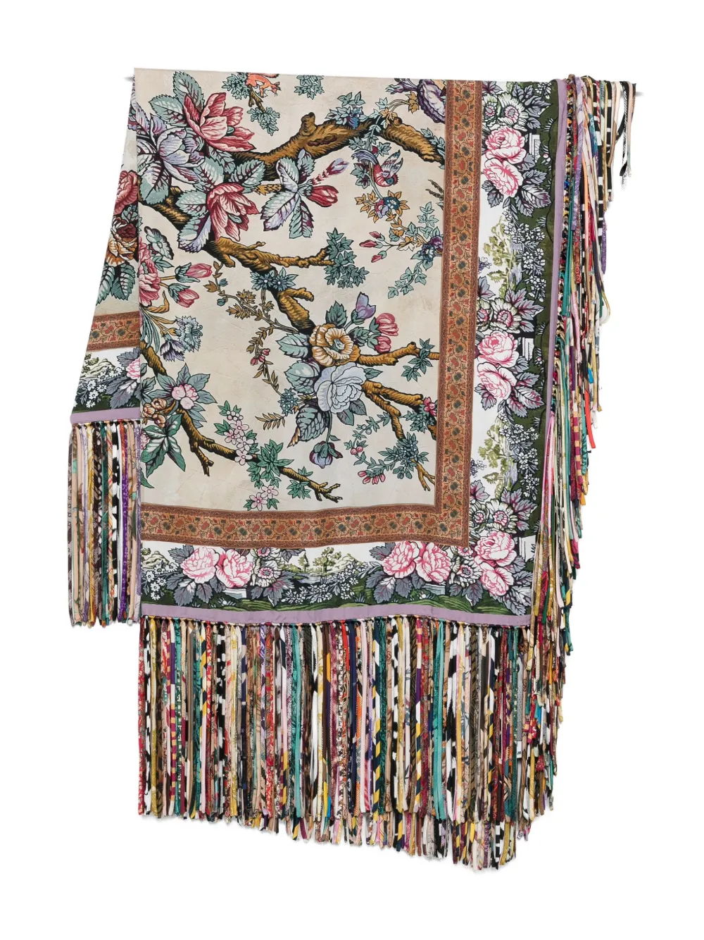Pierre-louis Mascia Floral-print Fringed Scarf In Multi
