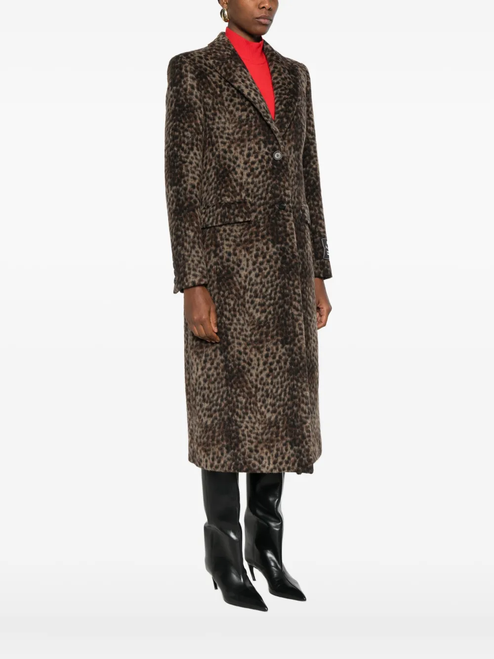 Msgm Leopard-print Single-breasted Coat In Brown