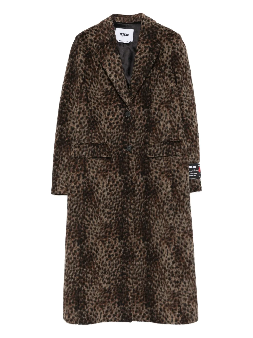 MSGM leopard-print single-breasted coat | Brown | Image 1