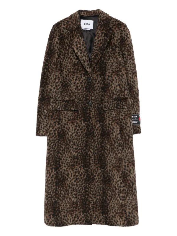 MSGM コート MSGM レオパード シングルコート | ブラウン | FARFETCH JP