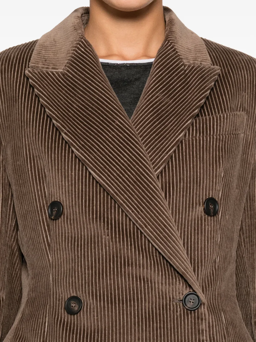 Brunello Cucinelli Corduroy Double-breasted Jacket In Brown