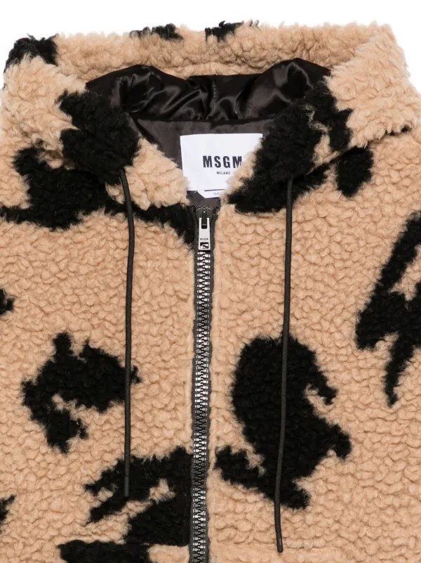 MSGM プリント フーデッド ジャケット | ブラウン | FARFETCH JP