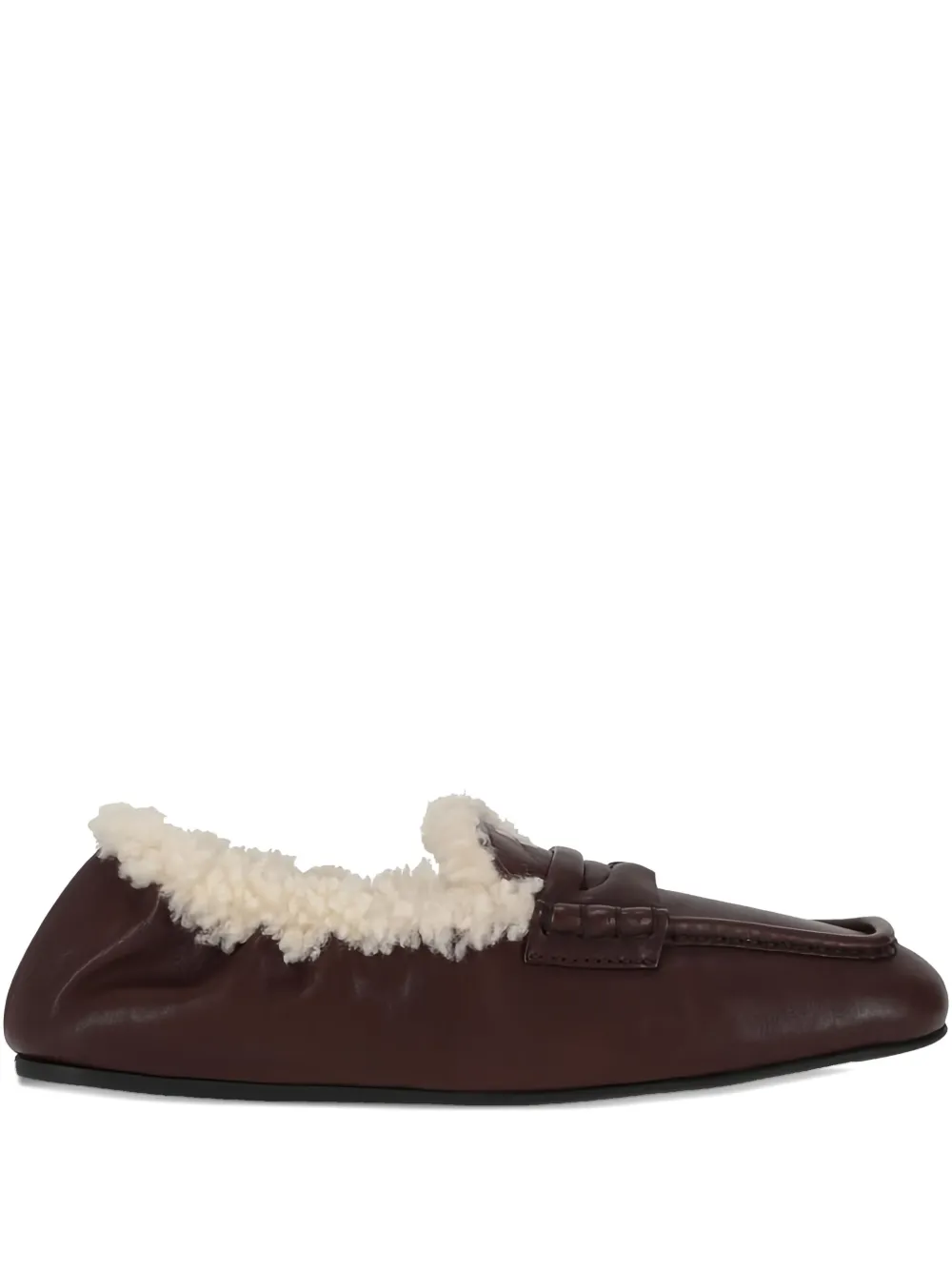 Miu Miu shearling-detail nappa loafers | Brown | Image 1