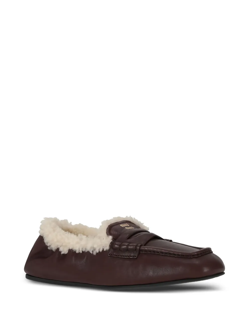 Miu Miu Nappa loafers met lammy detail - Bruin