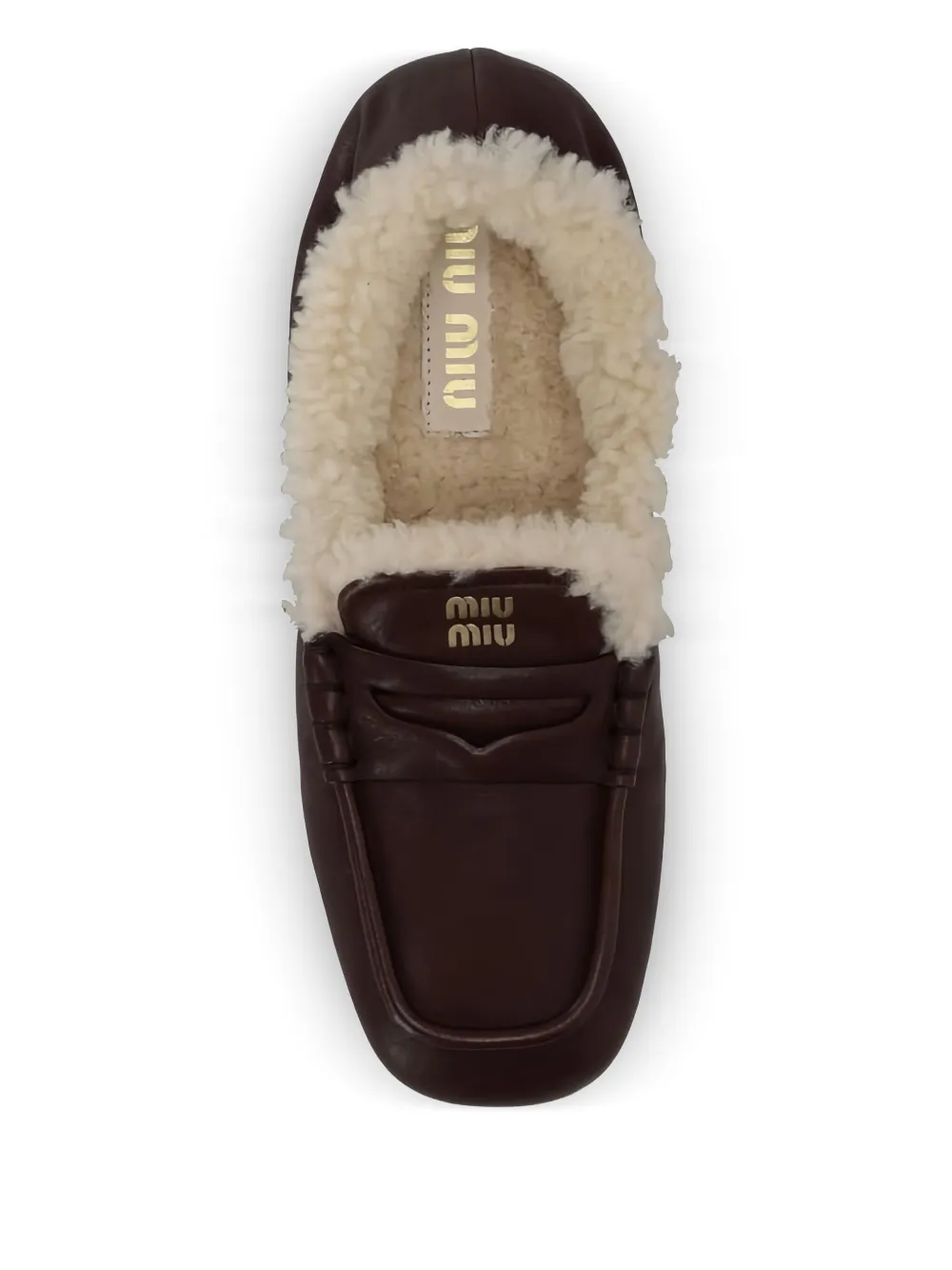 Miu Nappa loafers met lammy detail Bruin
