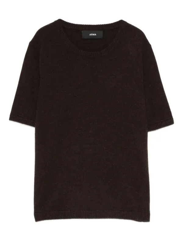 Arma Short-sleeve Round-neck Sweater in Black
