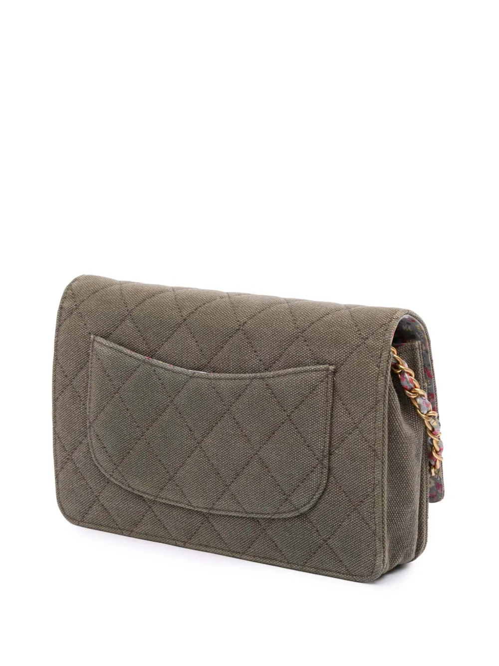 Pre-owned Chanel 2016-2017 Quilted Canvas Coco Cuba Charms Wallet On Chain Crossbody Bag In Brown