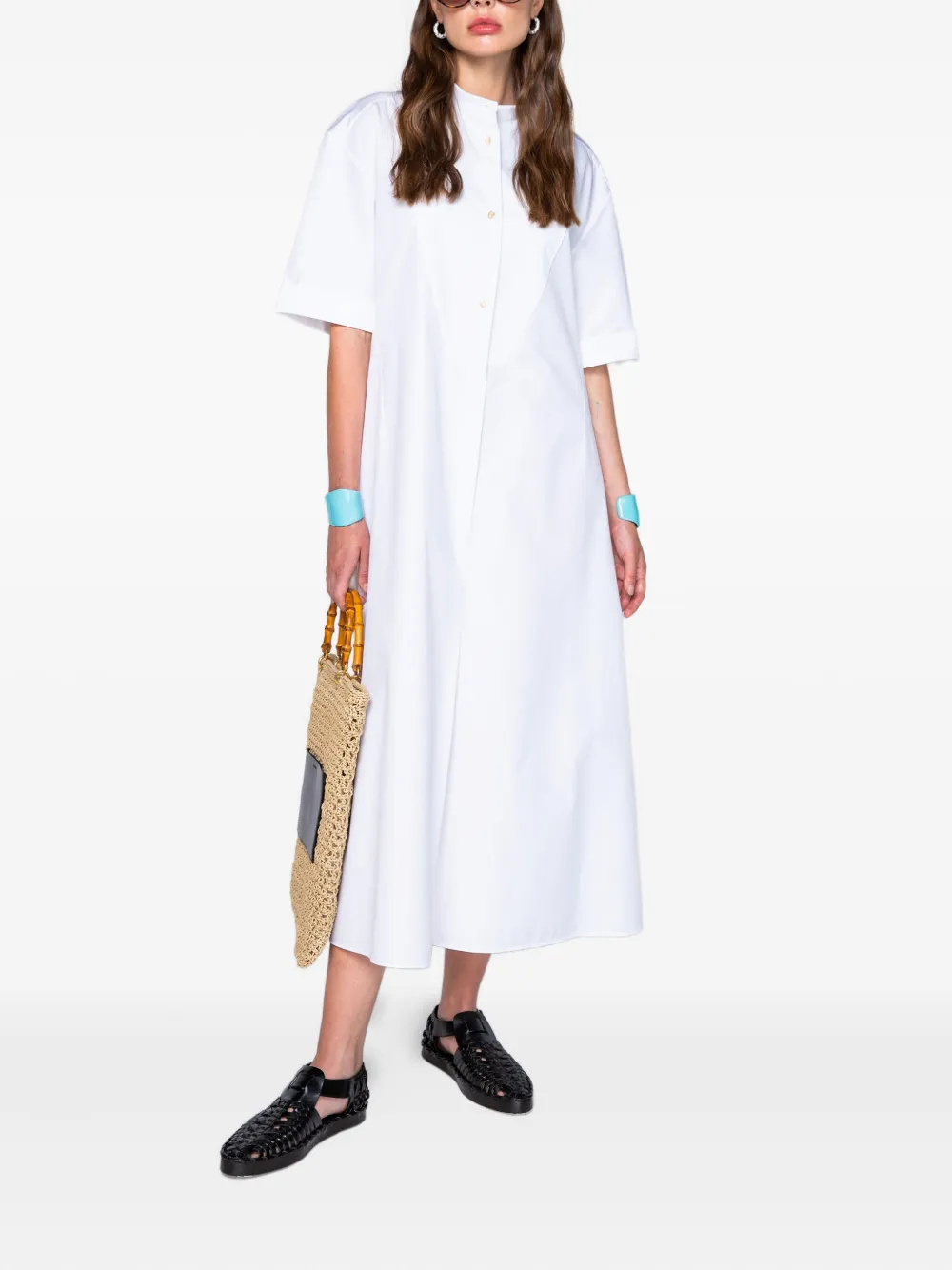 Jil Sander cotton midi shirt dress - Wit