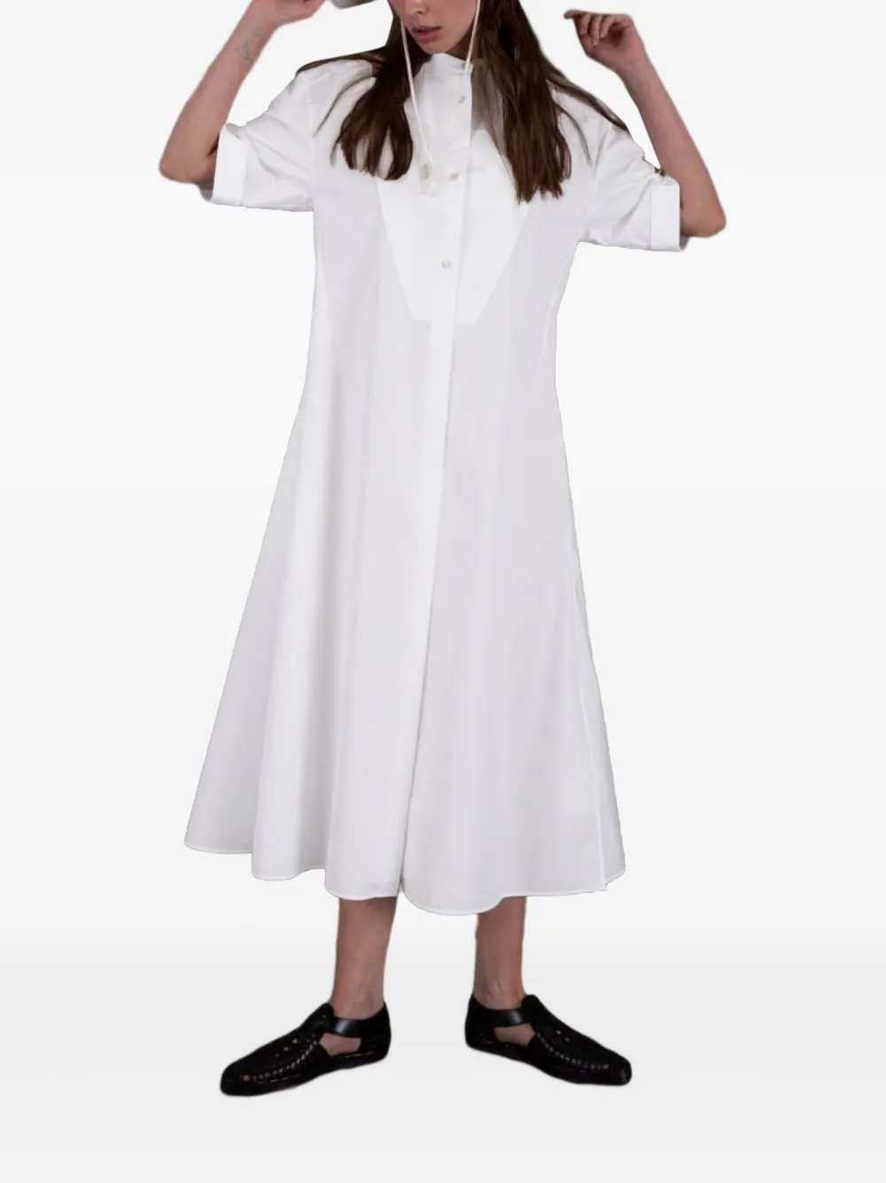 Jil Sander Cotton Midi Shirt Dress In White