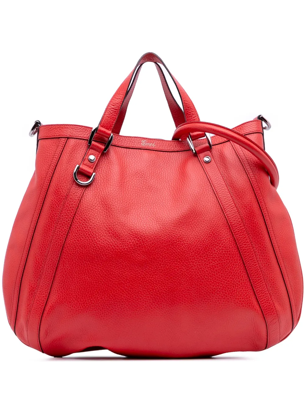 Pre-owned Gucci 2016-2025 Leather Abbey D Ring Convertible Tote Satchel In Red