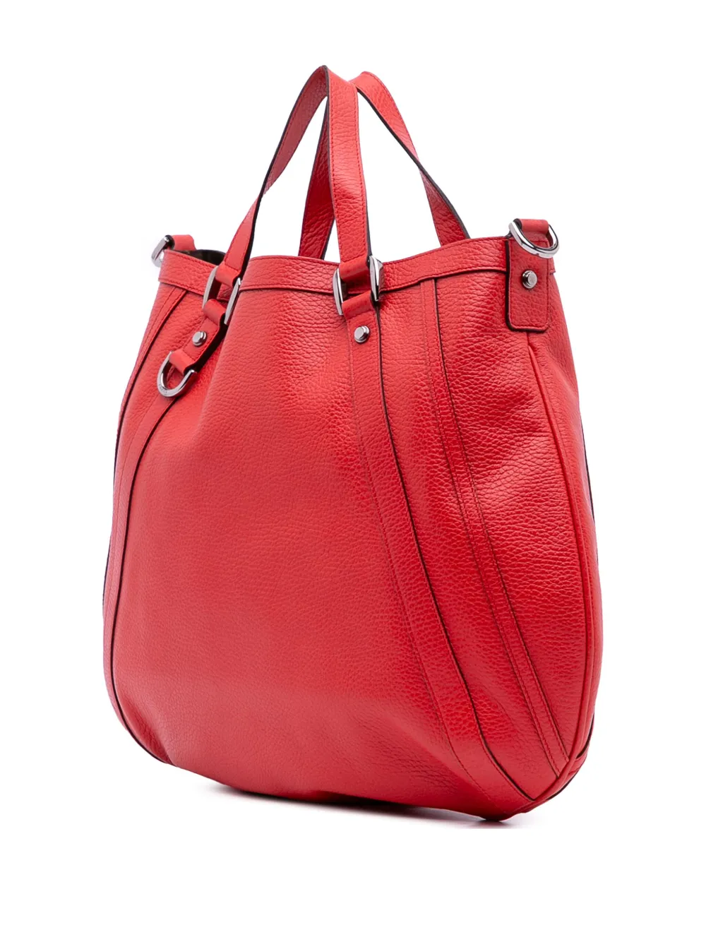 Pre-owned Gucci 2016-2025 Leather Abbey D Ring Convertible Tote Satchel In Red