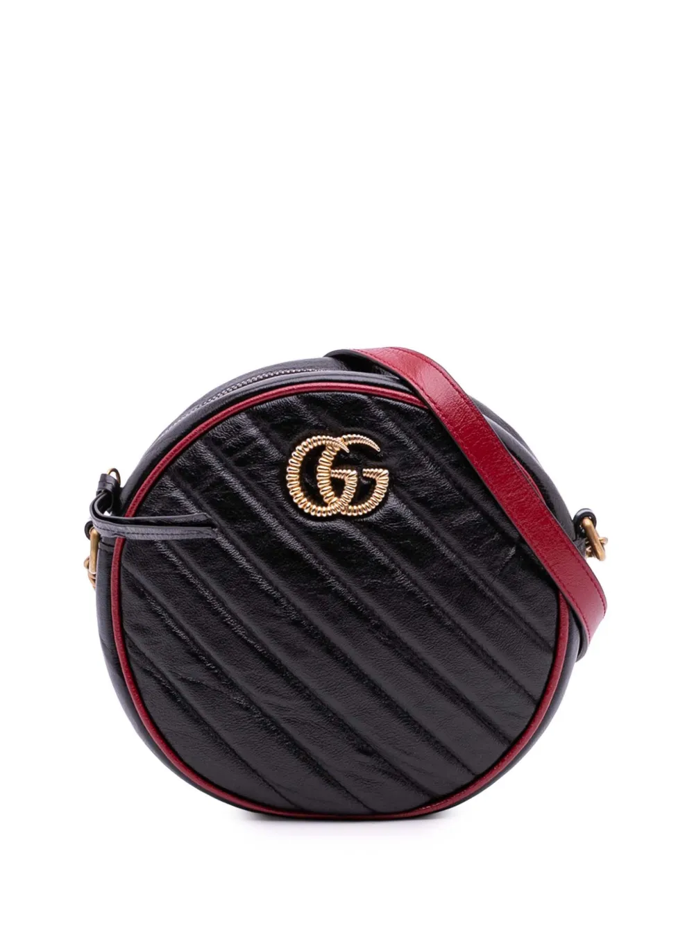 Gucci Pre-Owned 2016-2025 Mini GG Marmont Matelasse Leather Torchon Round crossbody bag | Black | Image 1