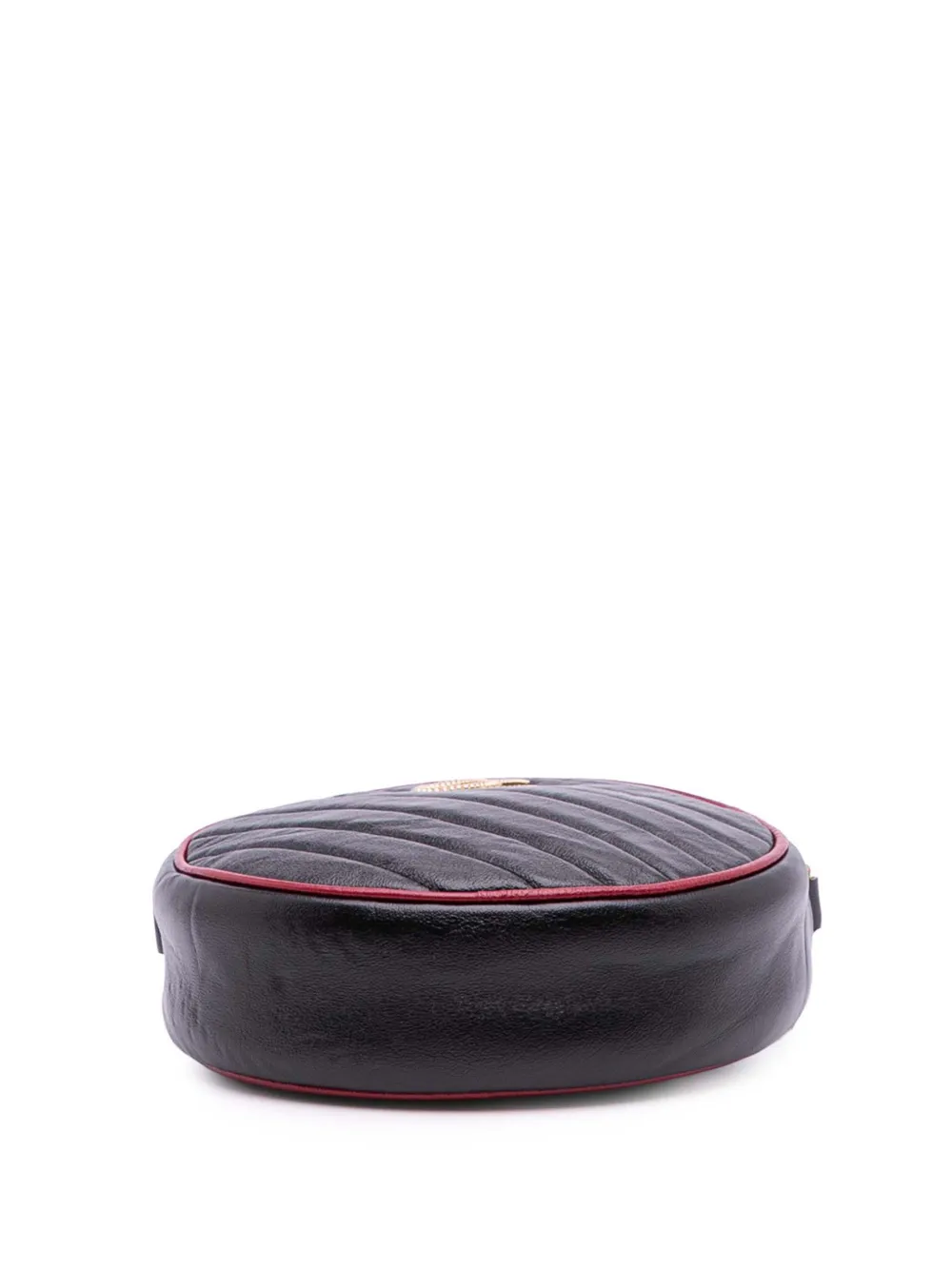 Pre-owned Gucci 2016-2025 Mini Gg Marmont Matelasse Leather Torchon Round Crossbody Bag In Black