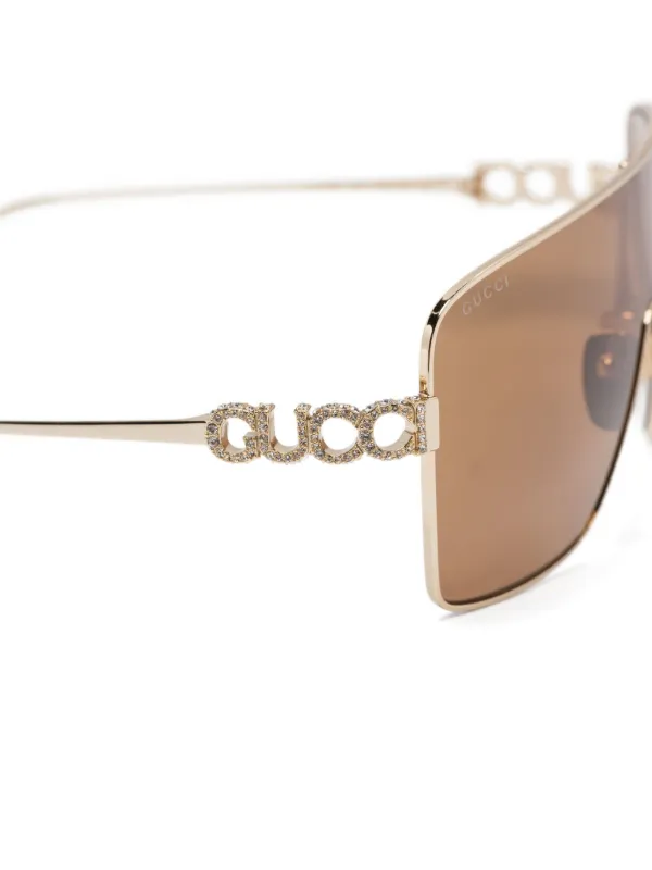 小物 GUCCI side logo gold plate sunglasses Gucci Eyewear logo-embellished Sunglasses | Gold | FARFETCH SG