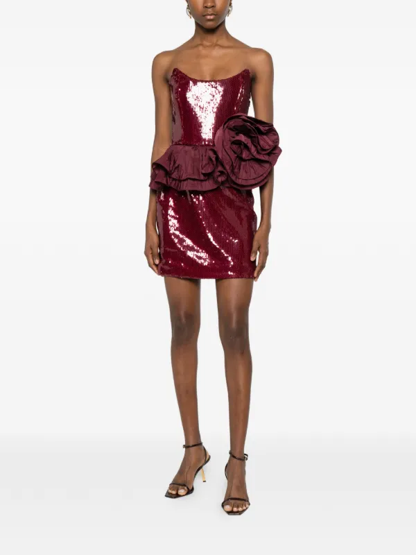 rebecca vallance sequin dress Rebecca Vallance Sequin Flower Mini Dress | Red