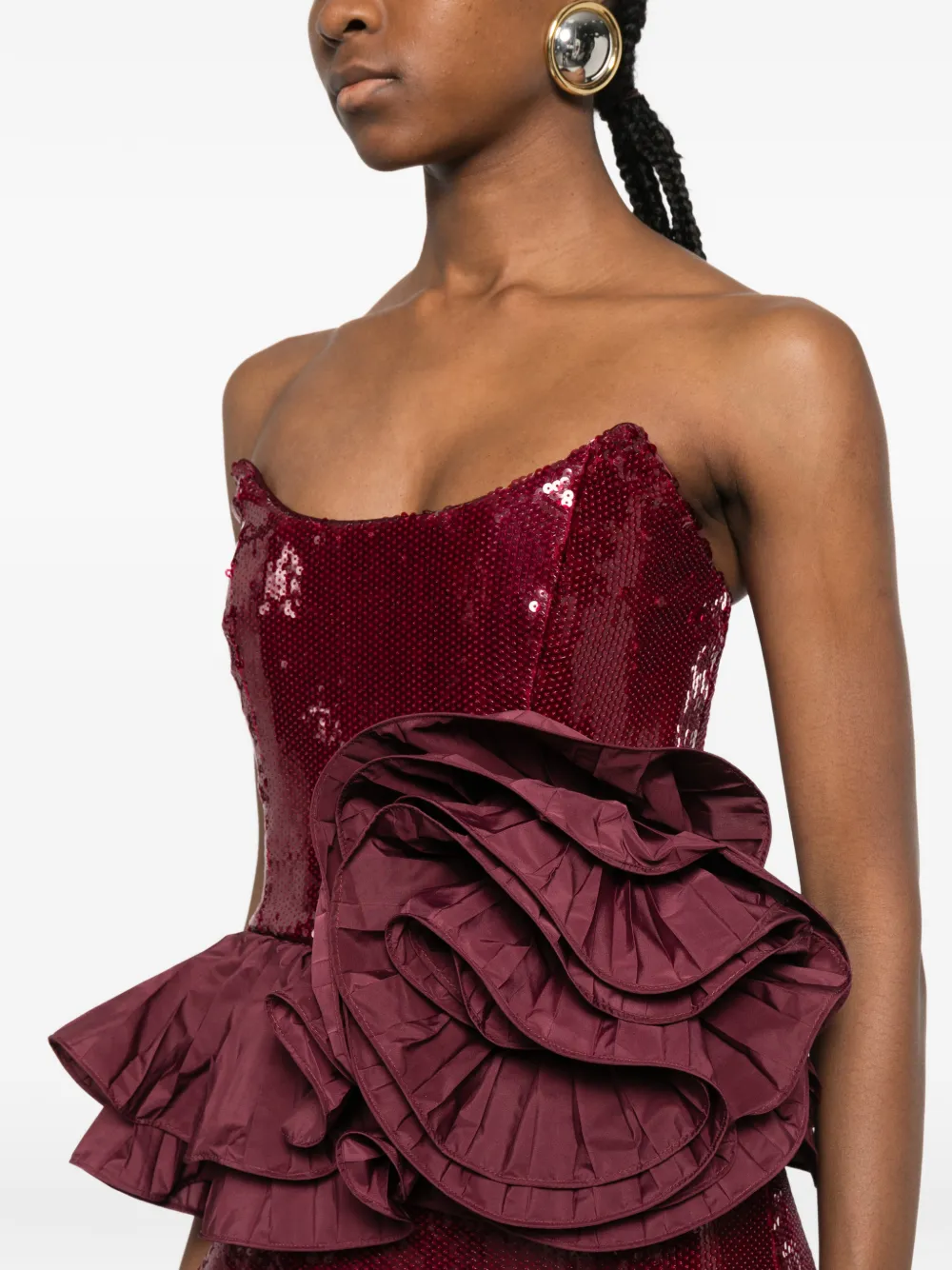 Rebecca Vallance Sequin Flower Mini Dress In Red