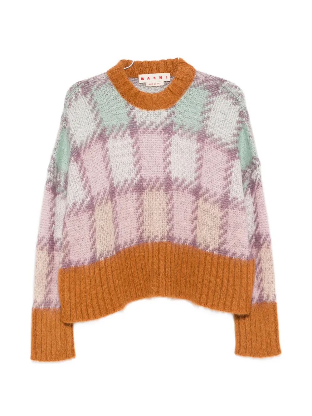 Marni checked long-sleeve sweater - Rosa