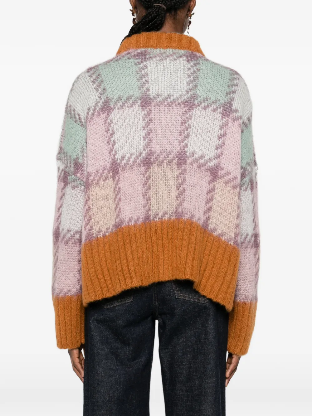 Marni Geruite mohair trui Roze