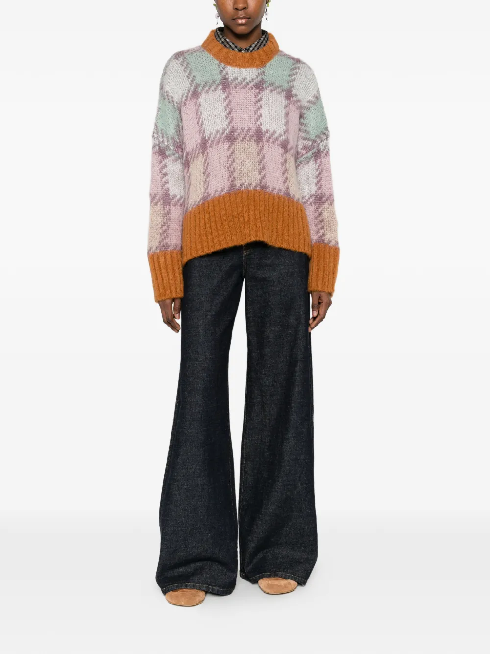 Marni Geruite mohair trui Roze