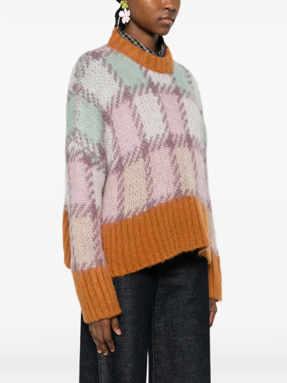 Marni Geruite mohair trui Roze