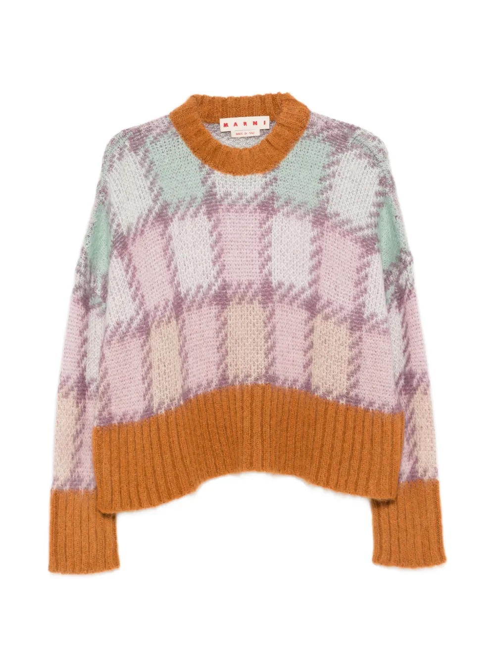 Marni checked long-sleeve sweater - Rosa