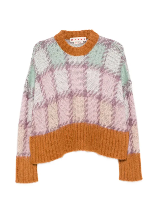 Marni Checked Mohair Jumper in Pink