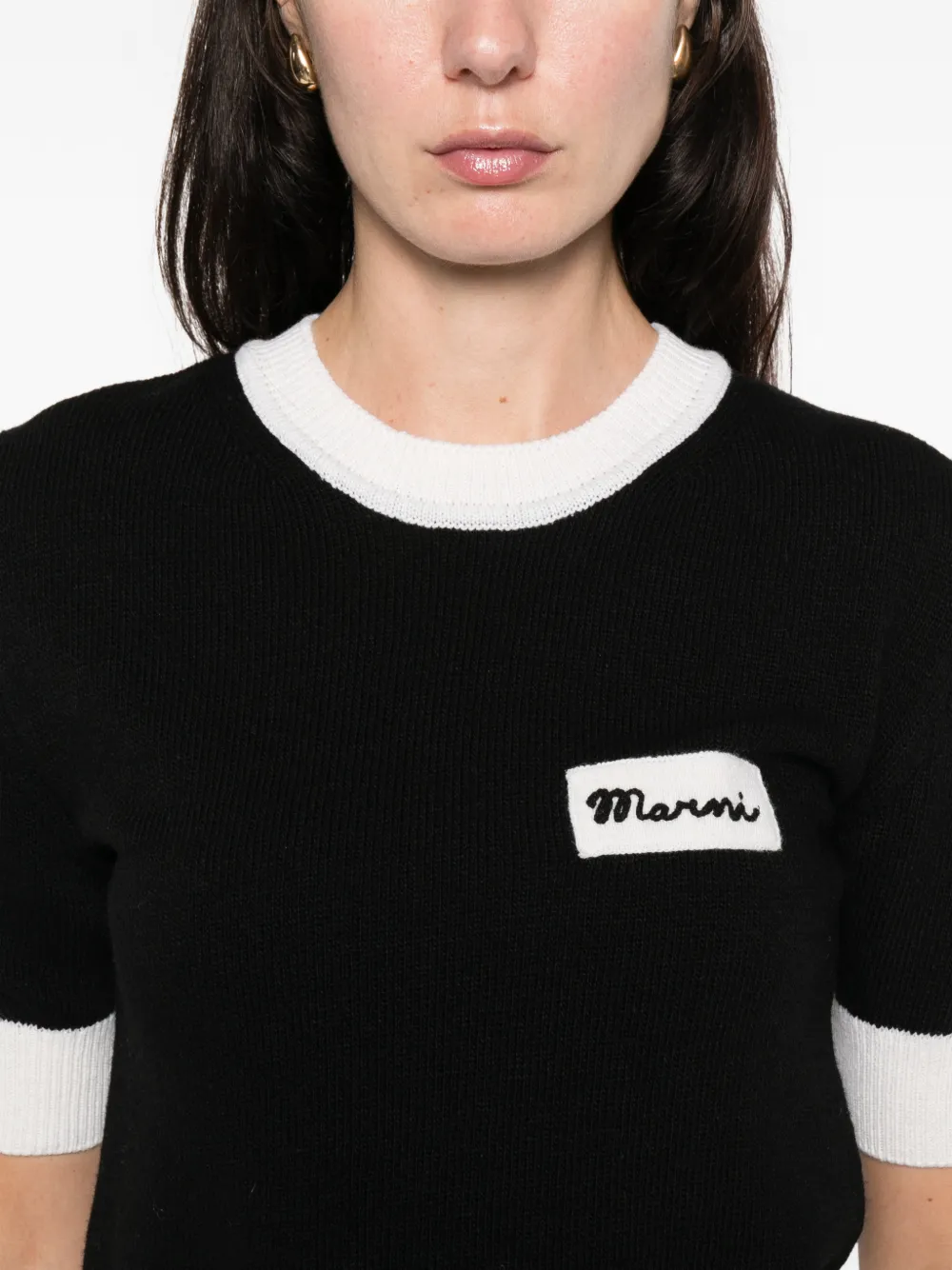 Marni Logo Short-sleeve Top In Black