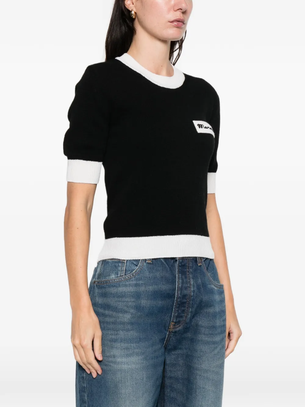 Marni Logo Short-sleeve Top In Black