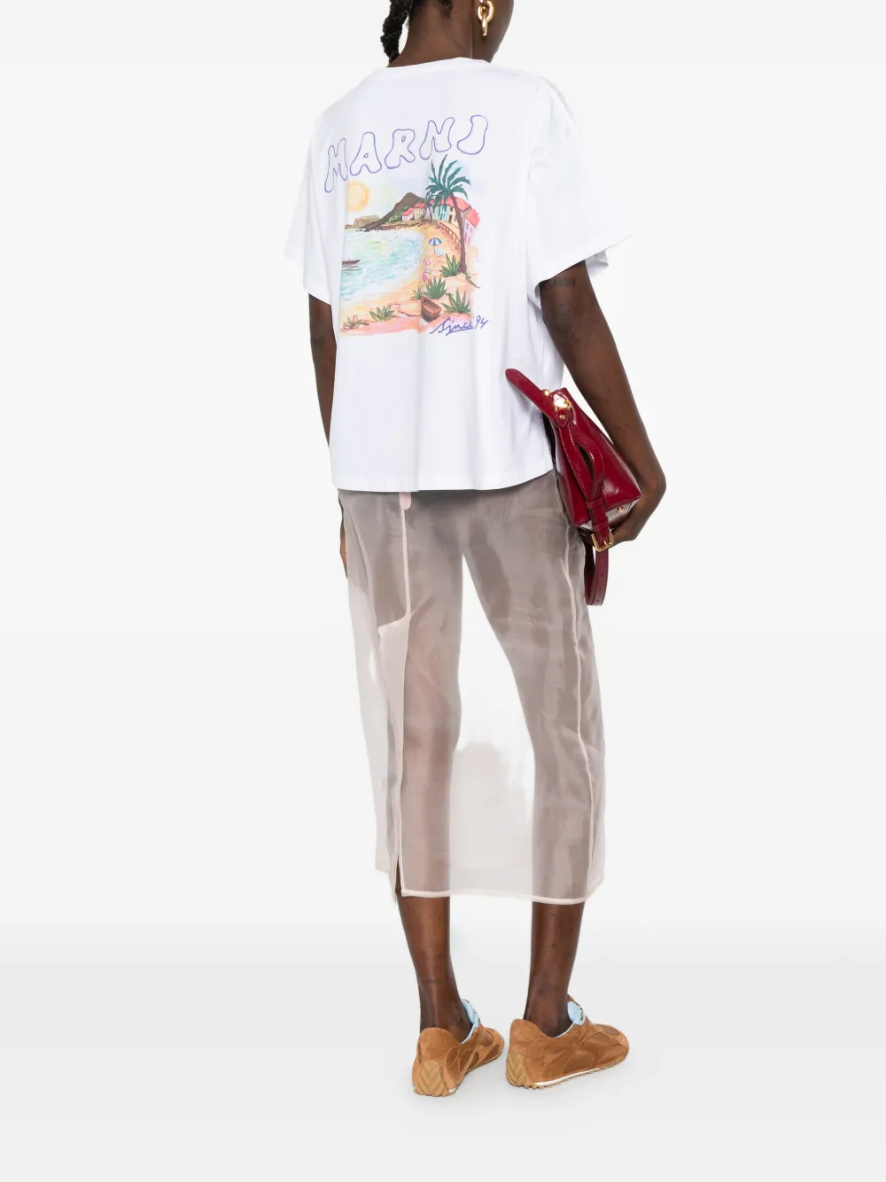 Marni T-shirt met logoprint Wit
