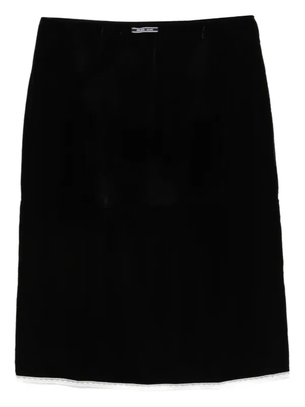 Prada Midi Velvet Skirt in Black