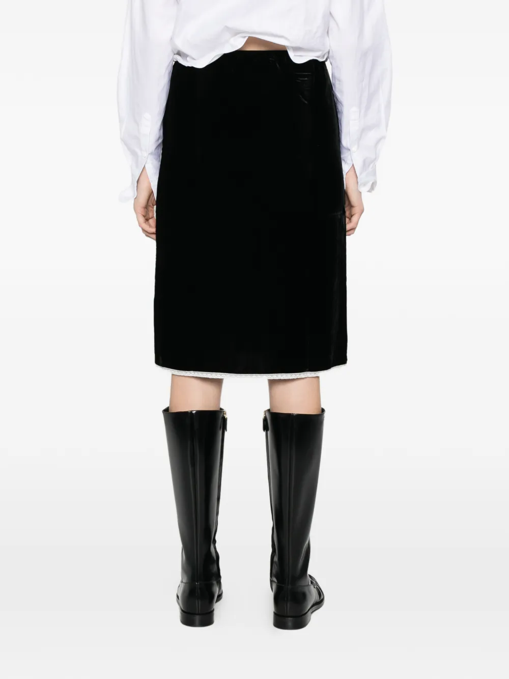 Prada Fluwelen midi-rok Zwart