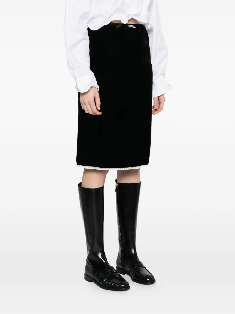  Prada Velvet Midi Skirt - Black 