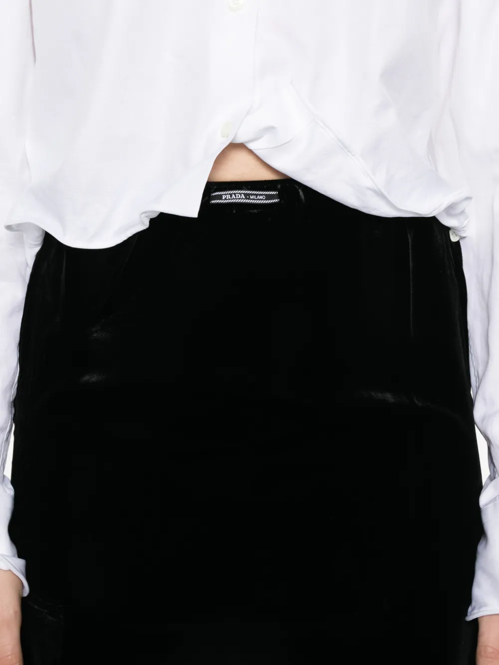 Prada Fluwelen midi-rok Zwart