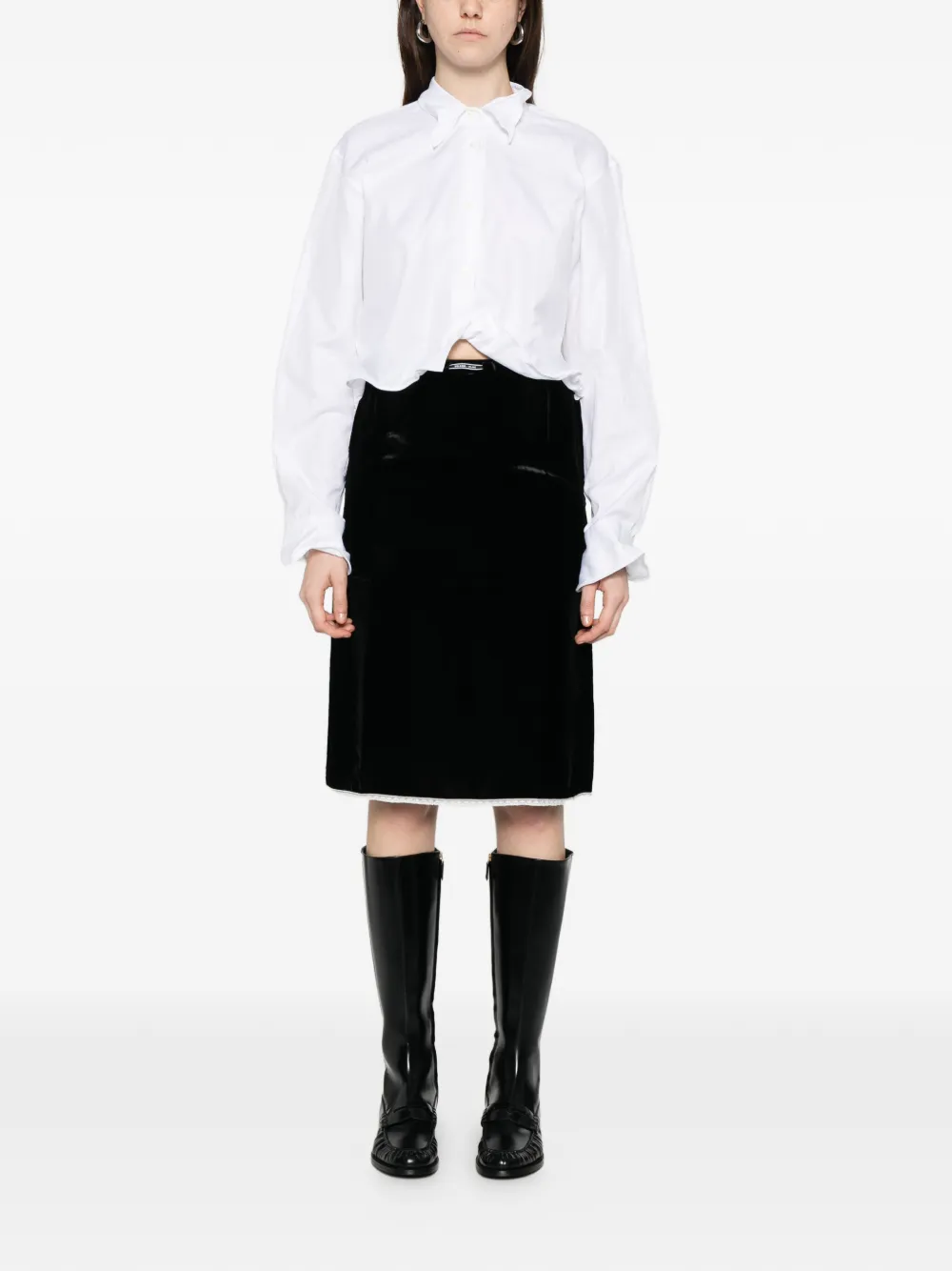  Prada Velvet Midi Skirt - Black 
