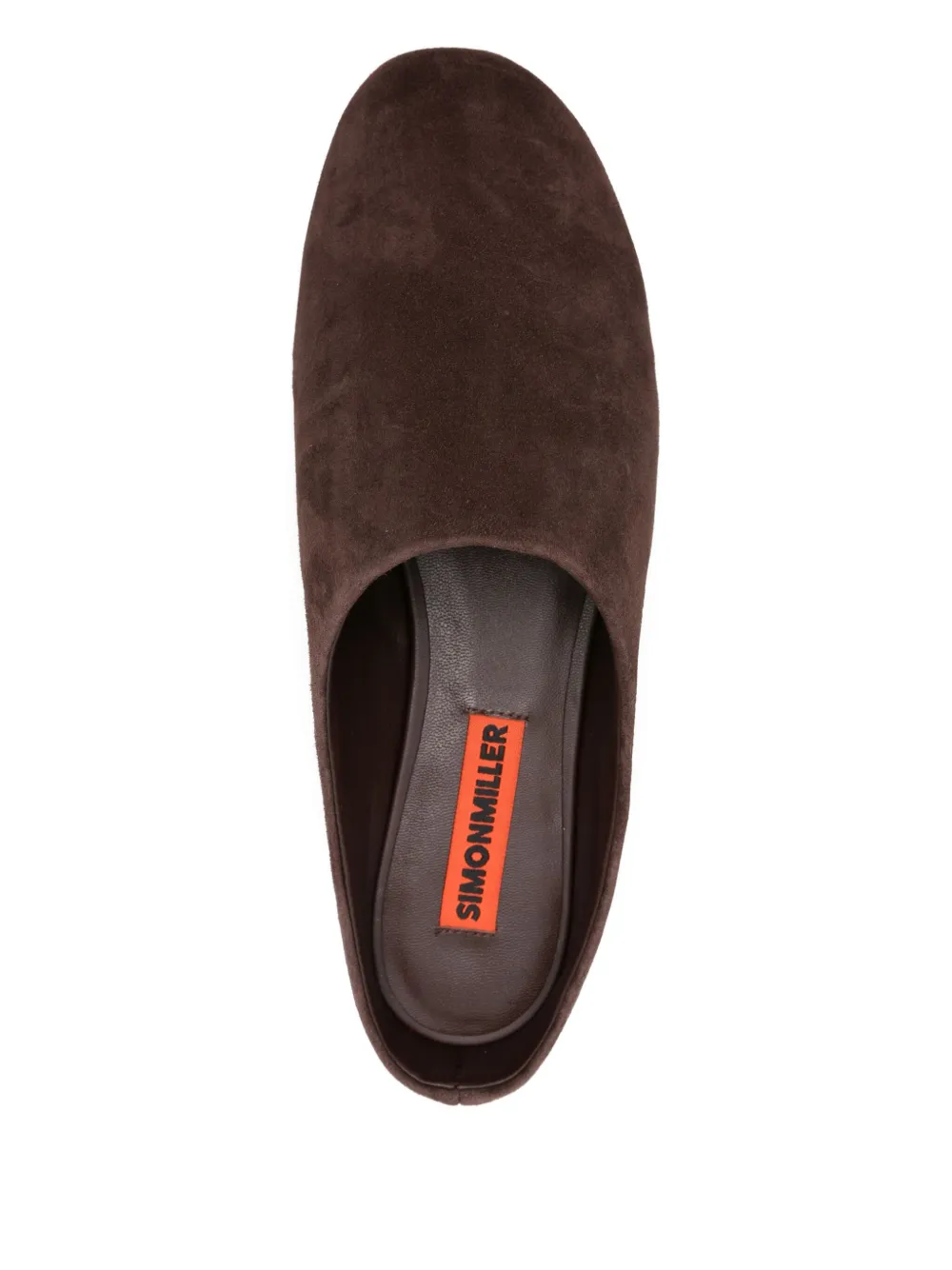 Simon Miller Suède slippers met open rug Bruin
