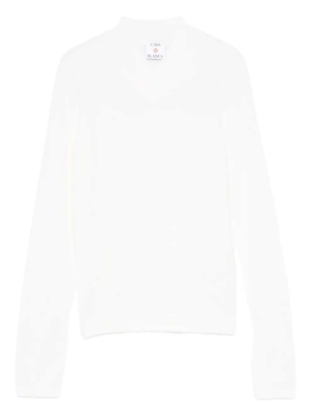 Casablanca V-neck Long-sleeve T-shirt In White