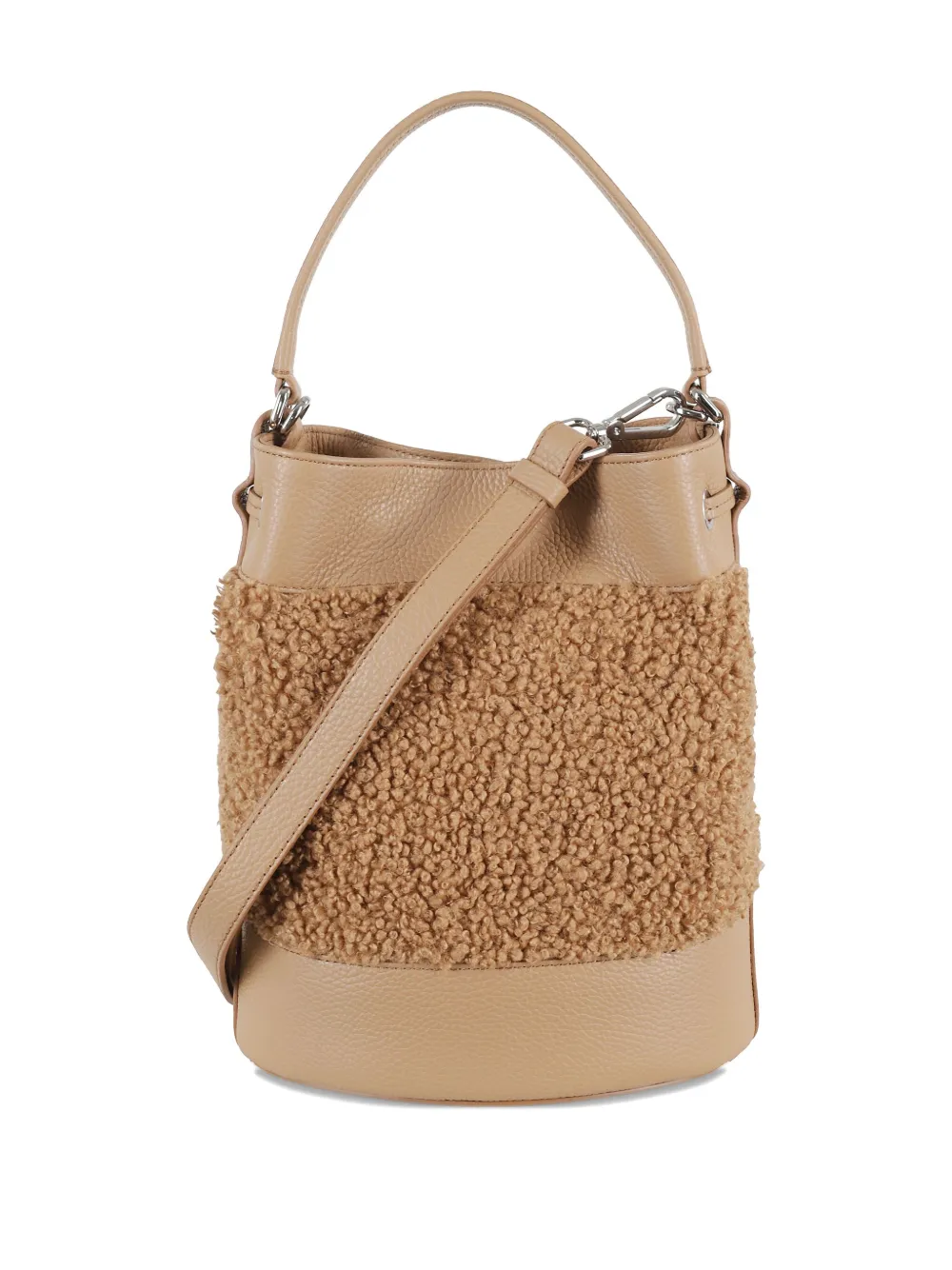 Zanellato Teddy Effect Shoulder Bag With Adjustable Strap In Brown