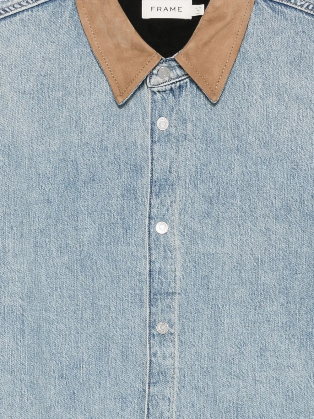 Frame Suede Collar Denim Overshirt In Blue