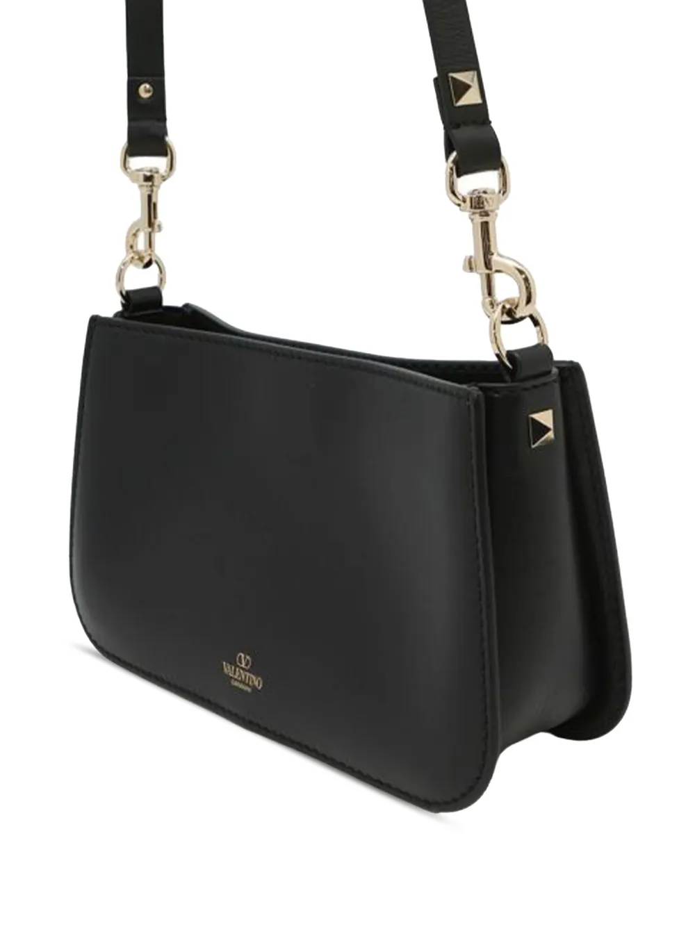 Pre-owned Valentino Garavani 2018-2025 Calfskin Rockstud Flip Lock Crossbody Bag In Black