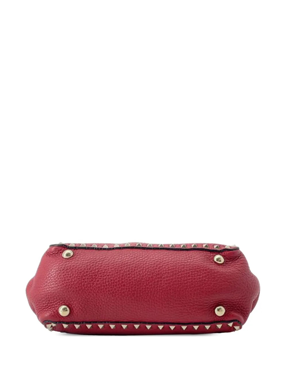 Pre-owned Valentino Garavani 2000-2017 Small Leather Rockstud Trapeze Satchel In Red