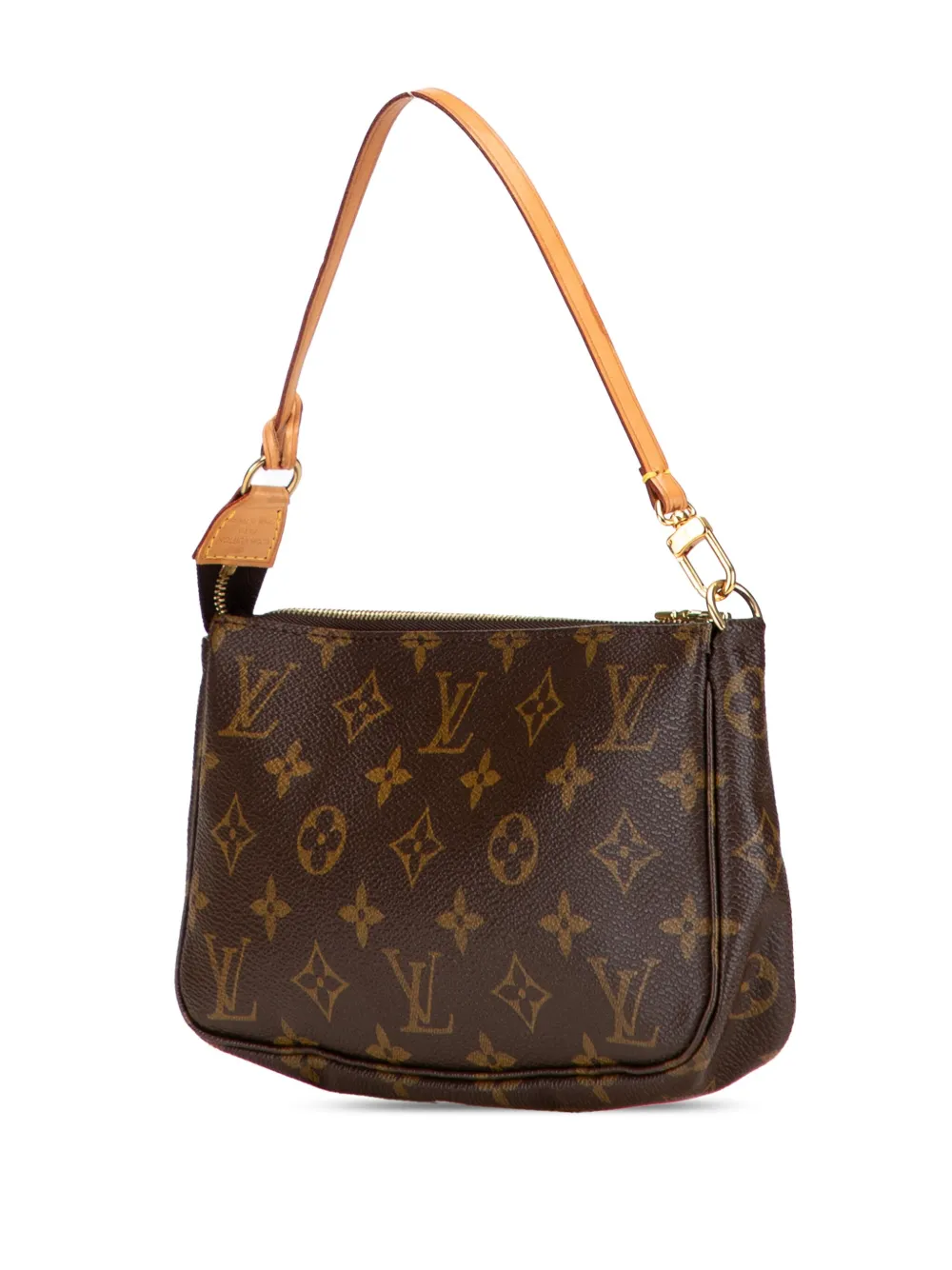 Pre-owned Louis Vuitton 2001 Monogram Pochette Accessoires Shoulder Bag In Brown
